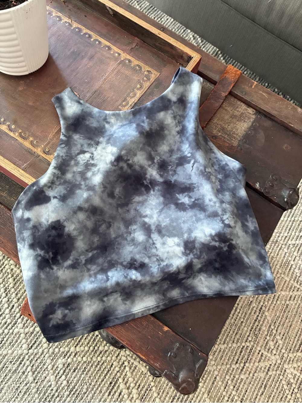 Athleta Tie-Dye Crop Tank Top - Blue & Gray